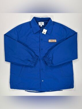 Mode of One Men's Blue Nylon Coaches Jacket Windbreaker Snap Front Medium NEW